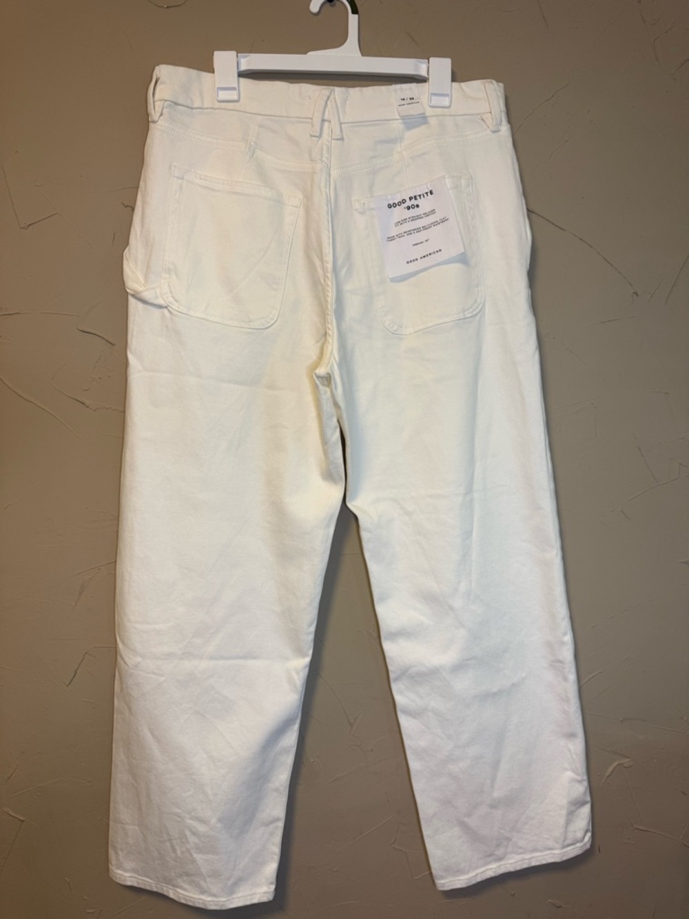 Good American Petite 90s Relaxed Wide Straight Jeans Cloud White Sz 14/32 - Picture 6 of 13